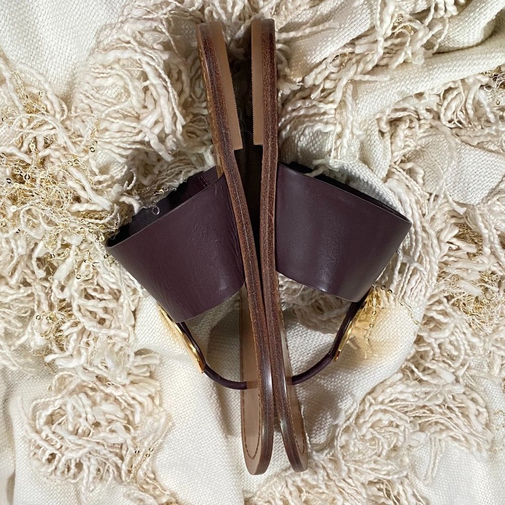 NEW Tory Burch Patos Disc Sandal in Malbec Gold - Picture 5 of 8